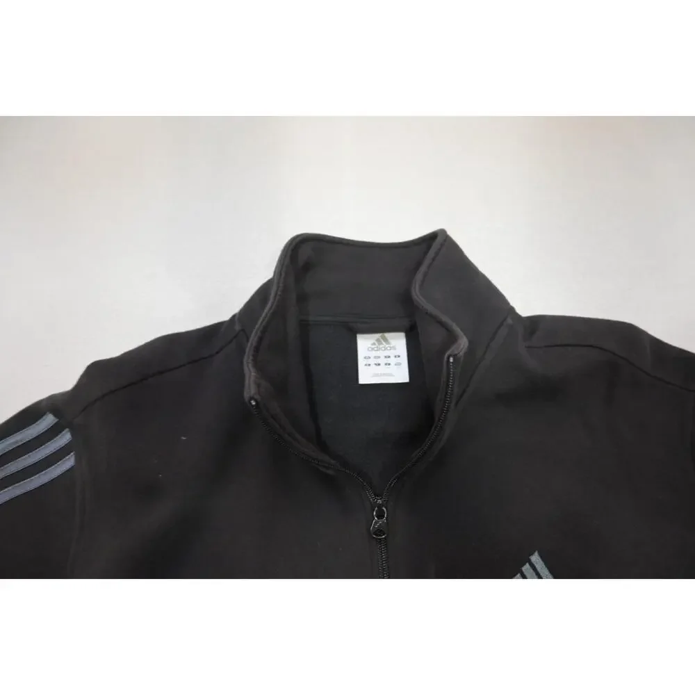 Adidas Fleece Track Jacket Full Zip Performance Athletic Black‎ Mens Sz XL